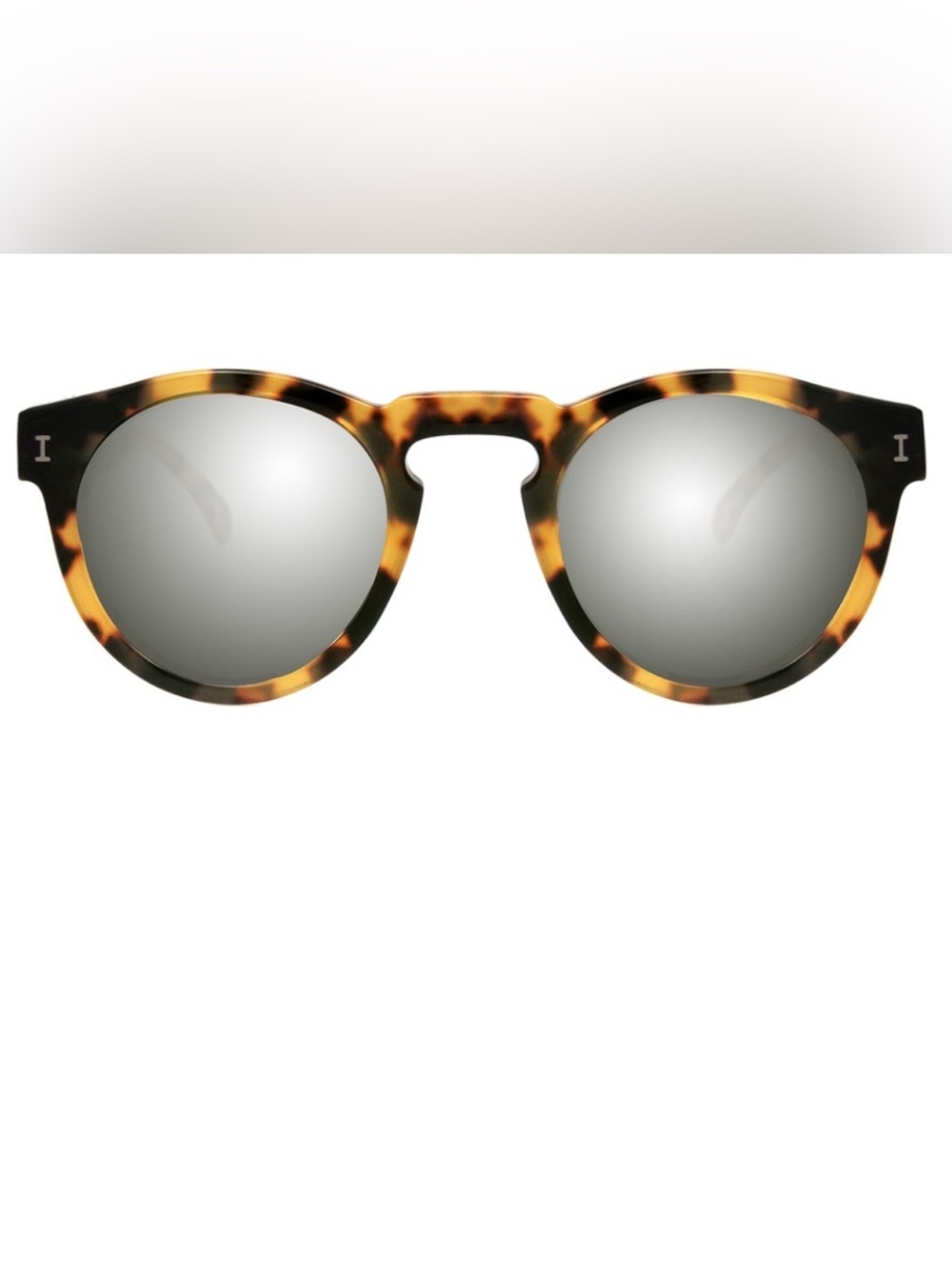 Illesteva Tortoiseshell Round Sunglasses with Silver Mirrored Lenses